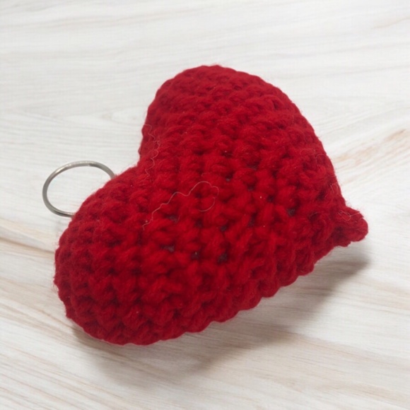 Crochet Heart Bag Charm ❤️ Love On The Go Red Heart Keychain Bag Accesso… - Picture 14 of 17